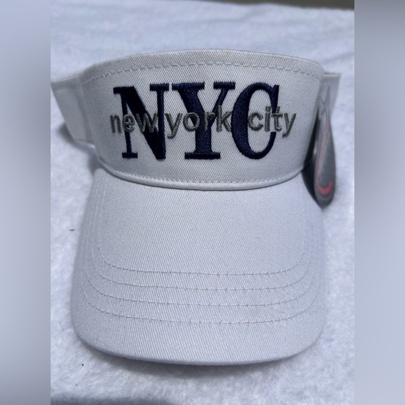 White Sun Visor Tennis Visor Hat With New York Logo - Picture 6 of 9
